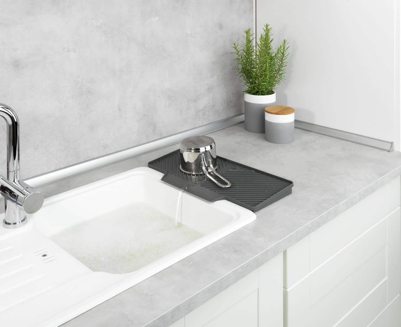 Wenko Neli Tappetino Scolapiatti 20x40 cm Grigio Gomma