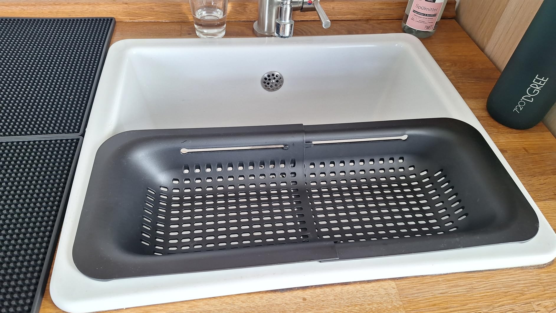 Wenko Sivo Black scolapasta lavello nero estensibile 37-50 cm