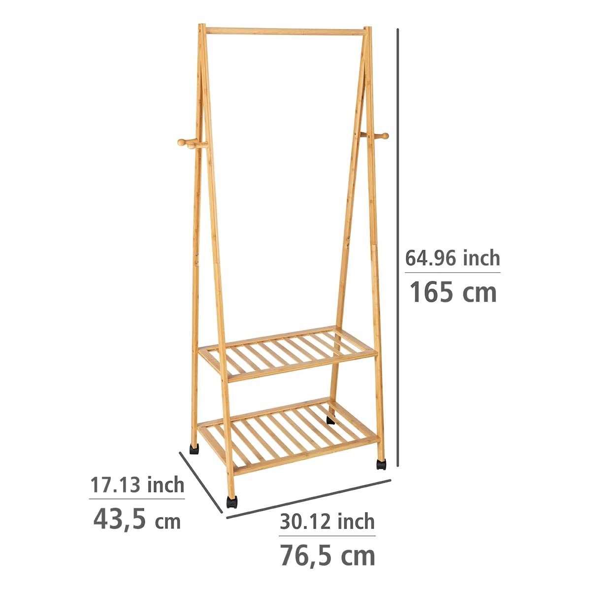 Wenko Honolulu appendiabiti bambu con rotelle 76 cm