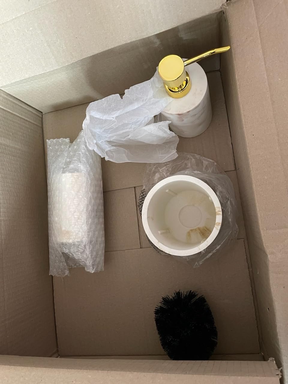 Wenko Odos set WC poliresina bianco oro marmo