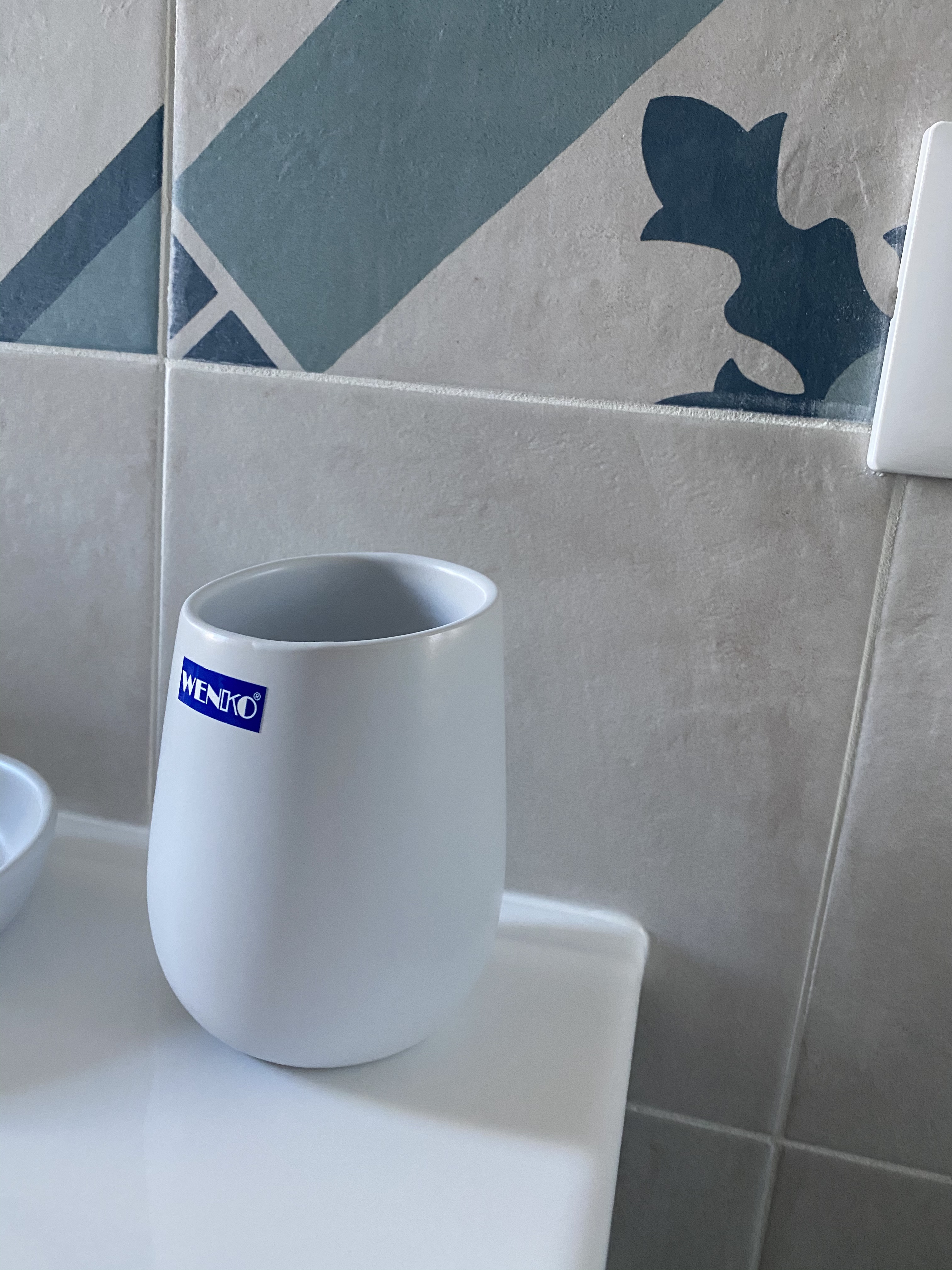 WENKO Badi bicchiere portaspazzolini ceramica bianco