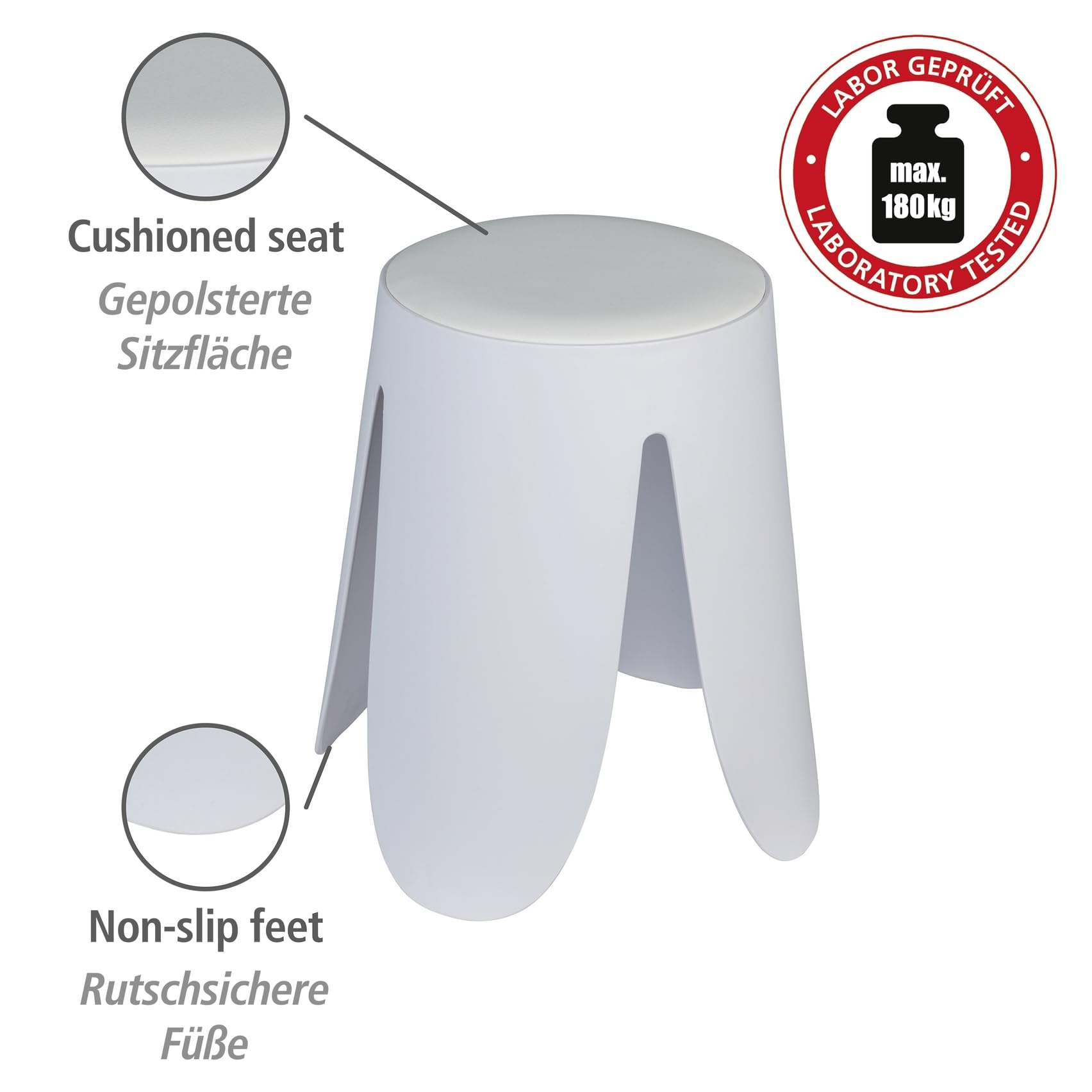 Wenko Comiso sgabello bagno bianco imbottito 180 kg