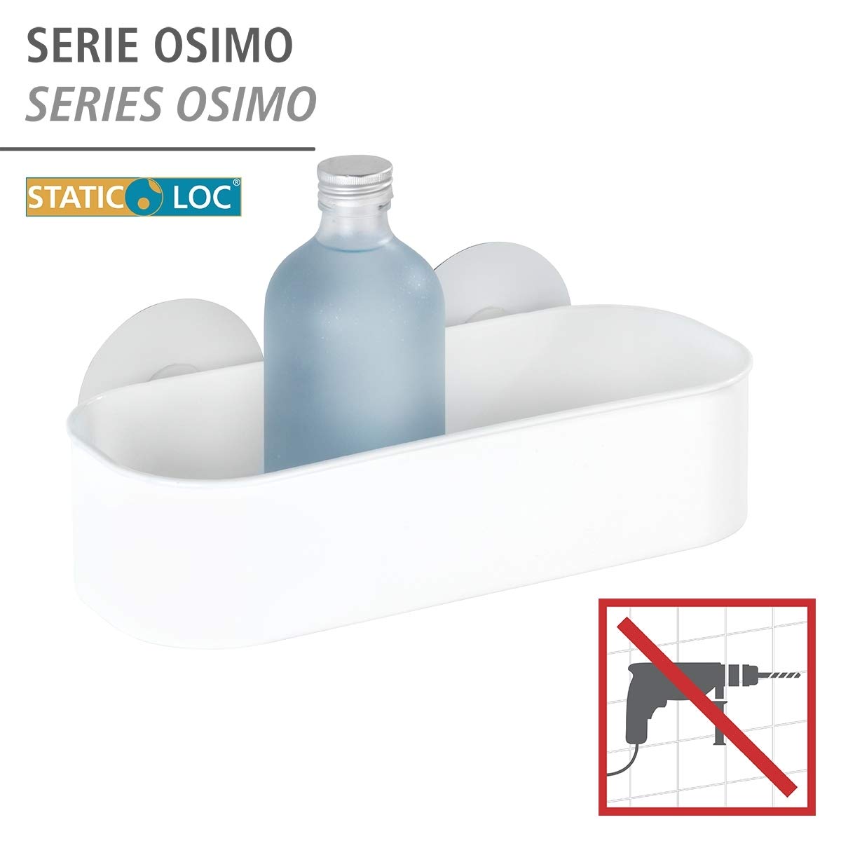 Wenko Static-Loc Osimo Cesto Bagno 27x9,5x12 cm Bianco