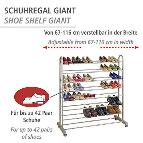 Wenko Giant Scarpiera 4 Ruote Estensibile Metallo Marrone 42 Paia