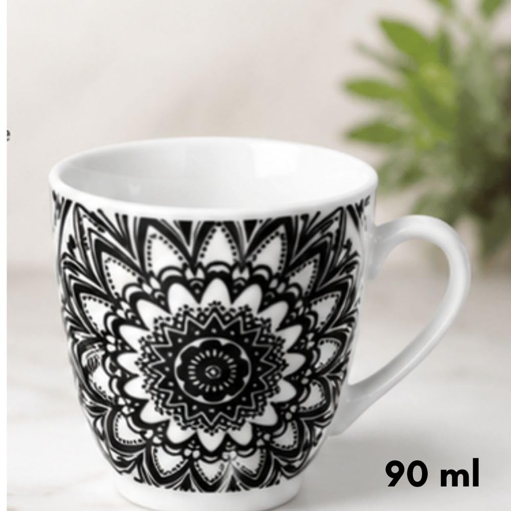 Cecaro Group tazzine caffè porcellana 90 ml set 6 decoro nero