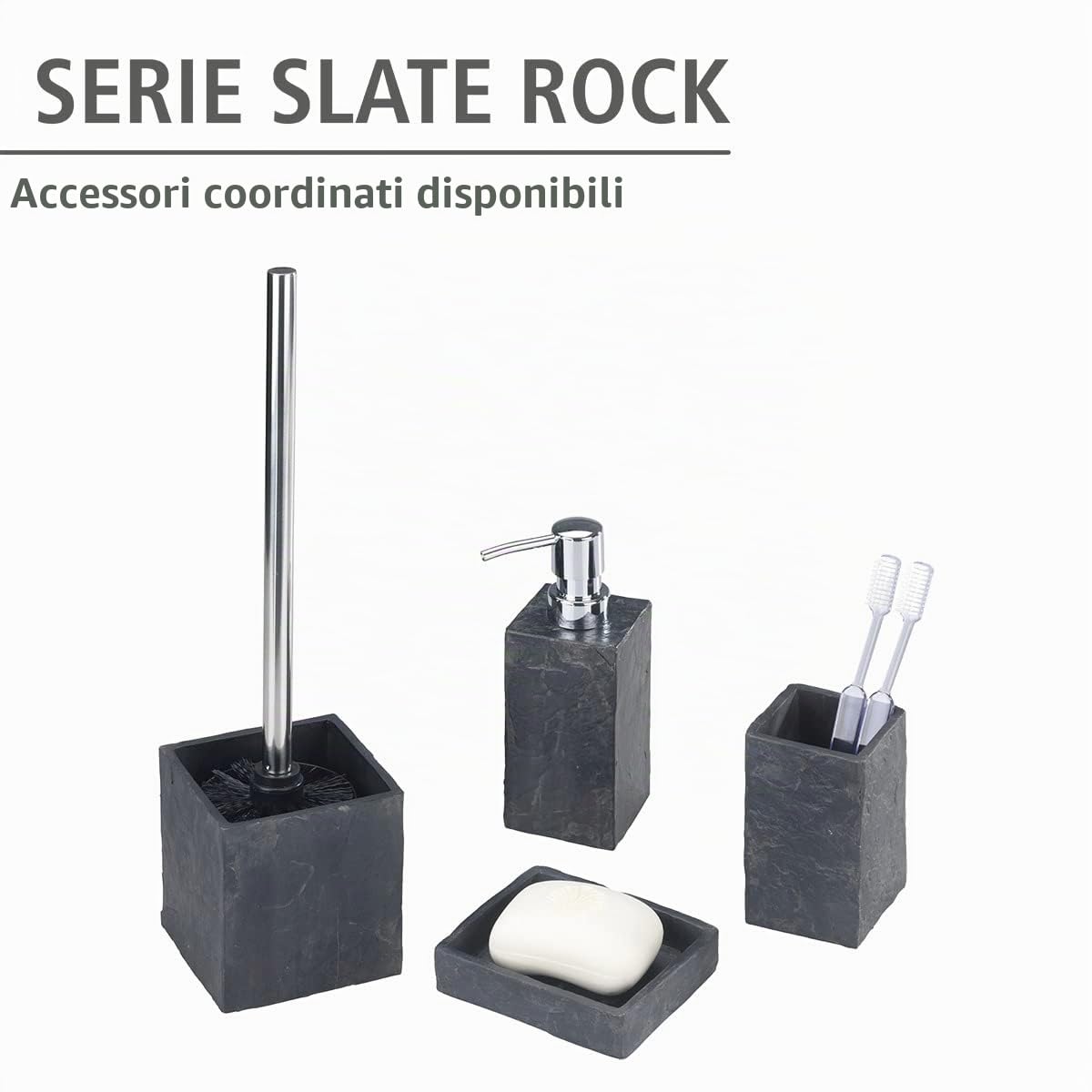 Wenko 17920100 Slate Rock bicchiere portaspazzolini antracite