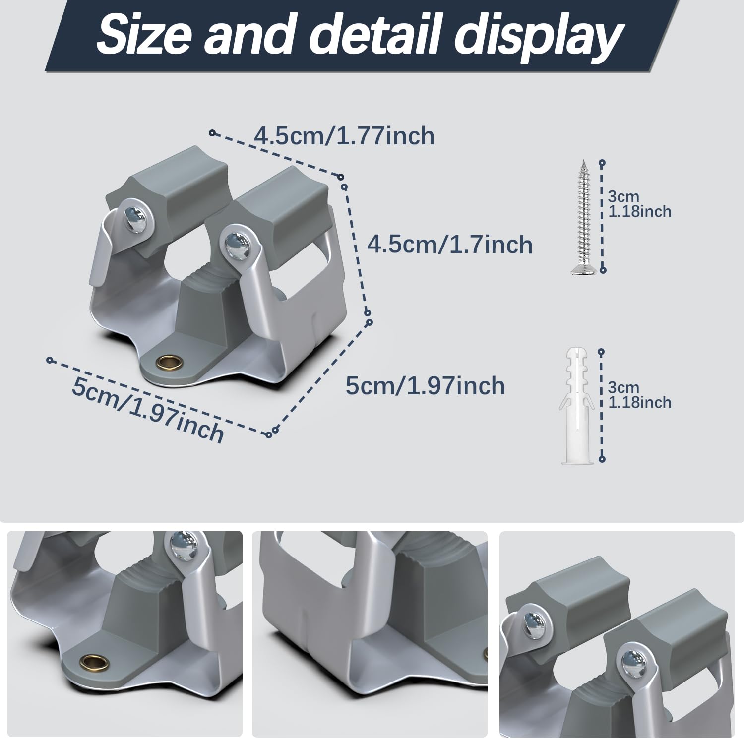 3-H portascope da muro grigio 4 pezzi acciaio 5 kg