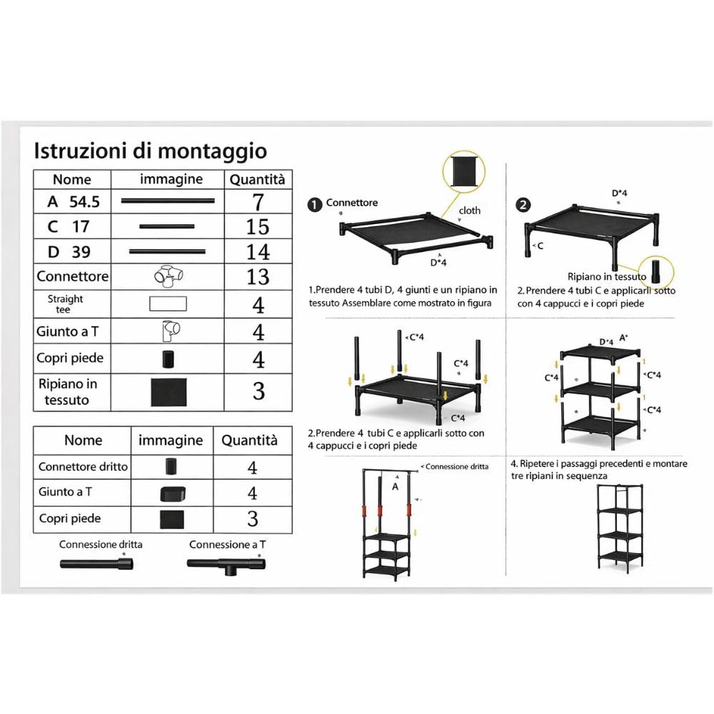 Cecaro Group Angolare appendiabiti 180x45x45 cm bianco 3 ripiani
