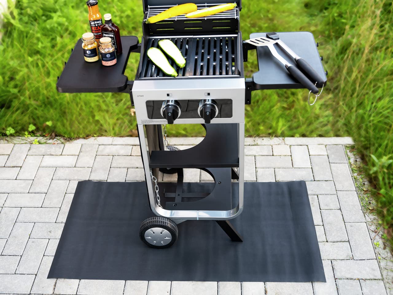 Wenko Black Outdoor Tappeto Barbecue 120x60 cm Nero