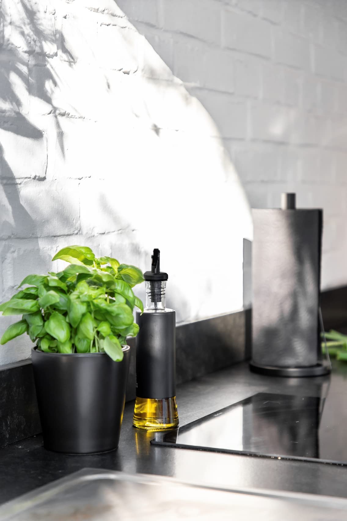 Wenko Black Outdoor Kitchen vasetto erbe nero ceramica
