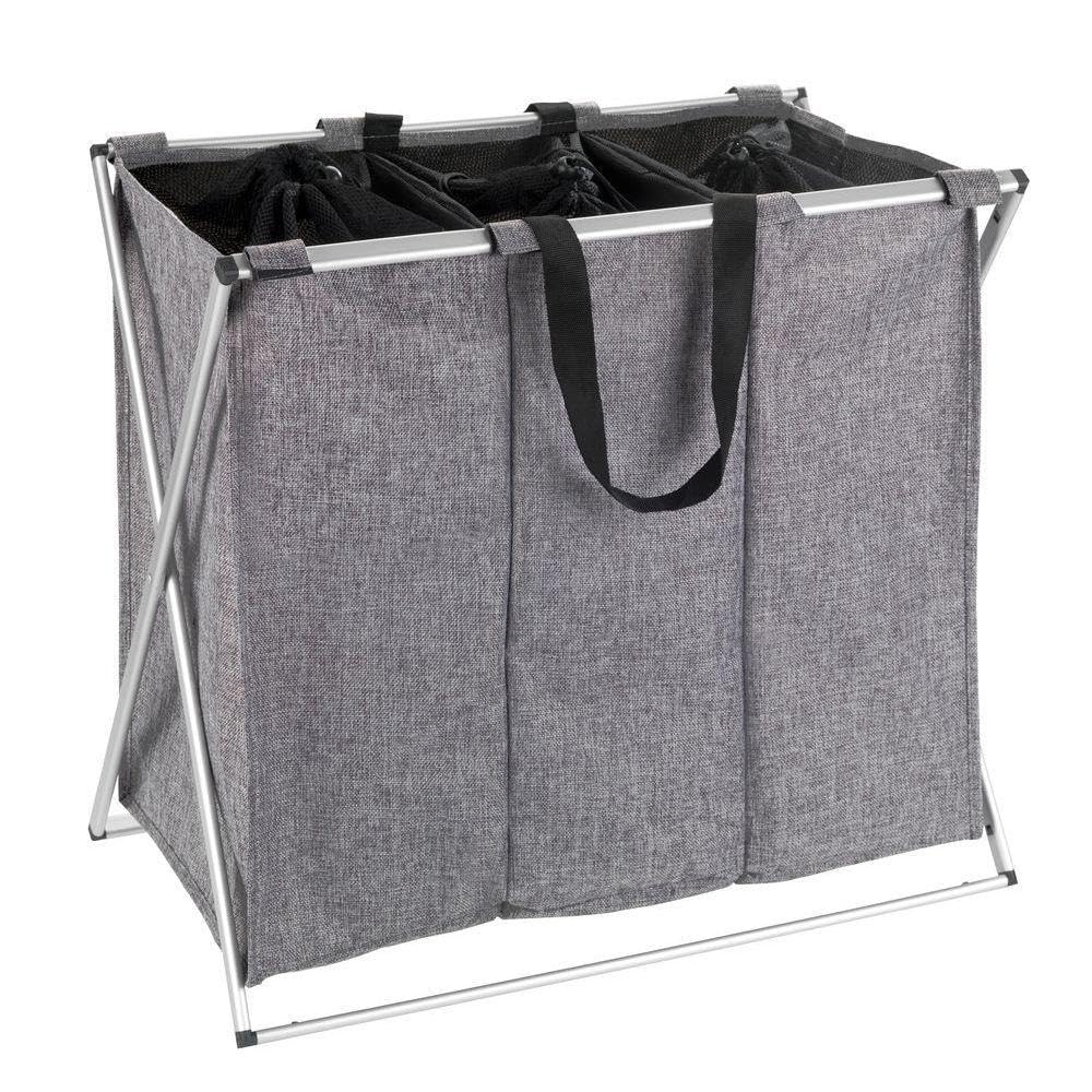 Wenko Trio cesto portabiancheria grigio melange 130 L