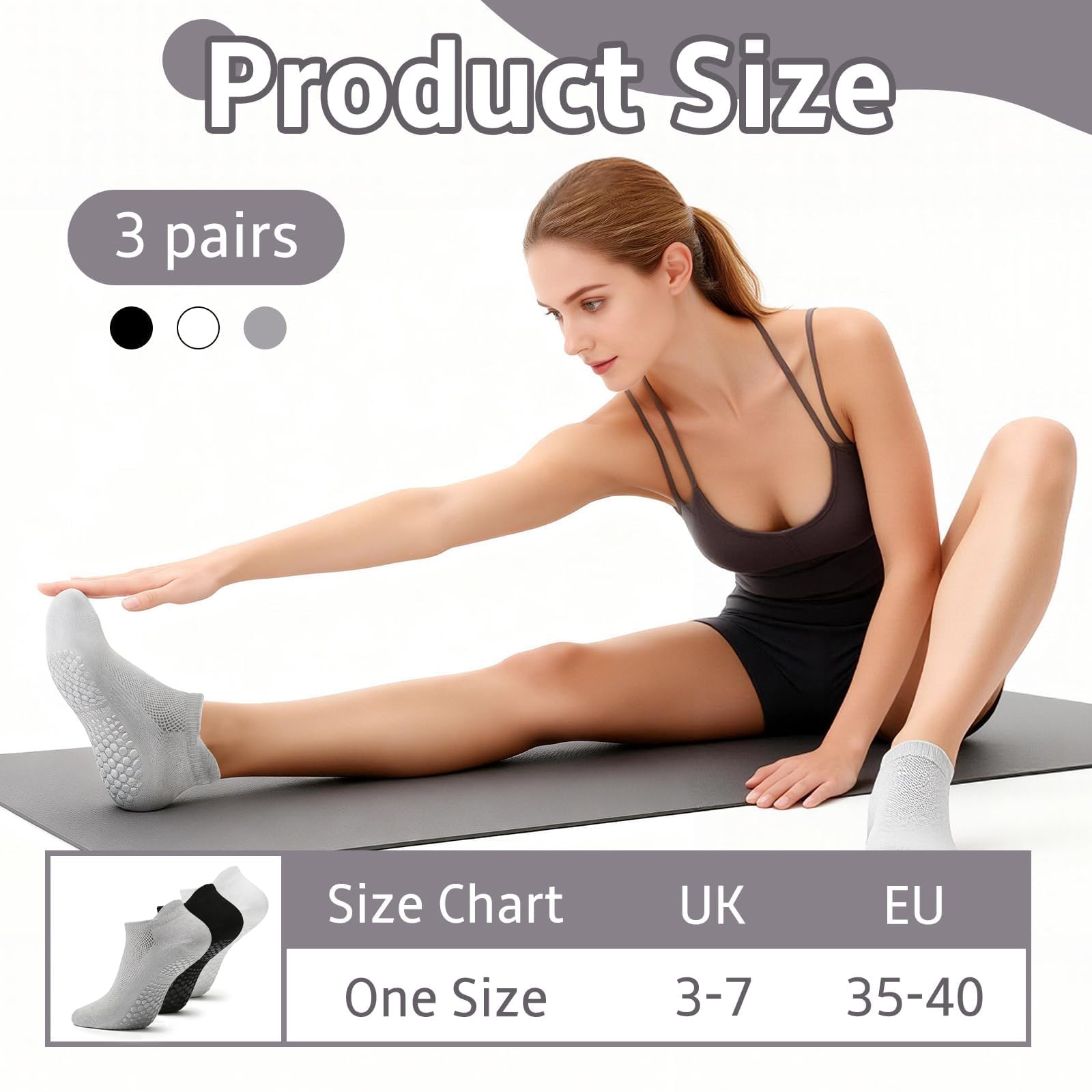 Quelcc Calze Antiscivolo Donna 3 Paia Yoga Pilates
