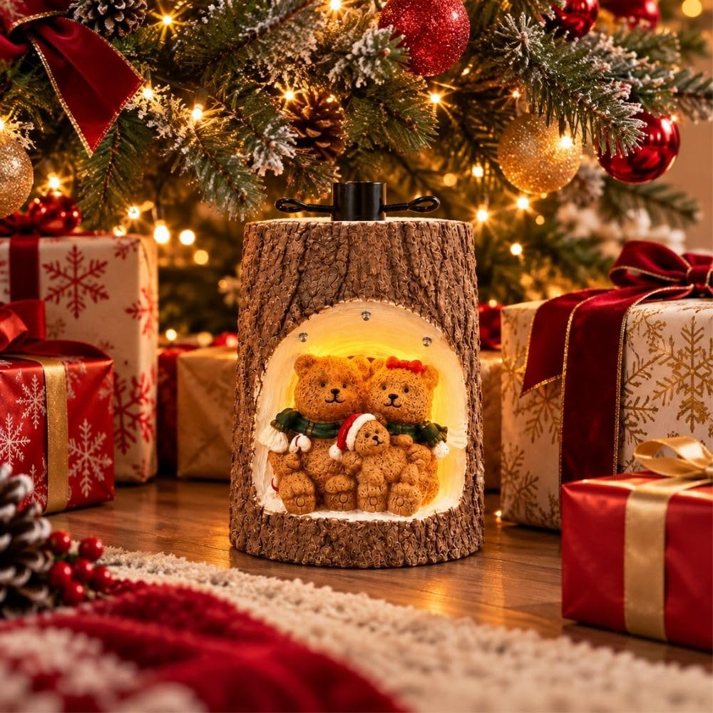 Cecaro Group Base Albero Tronco 35 cm Resina con LED Orsetti