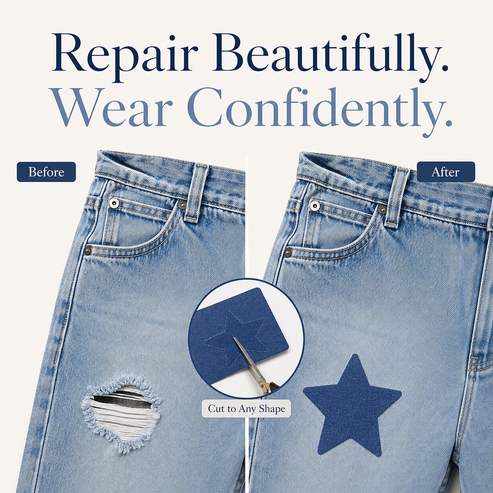 Quelcc Toppe Termoadesive Jeans 25 Pezzi 5 Colori Blu