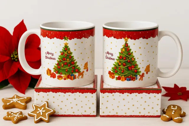 Cecaro Group Set 2 Mug Natalizie 325 ml Albero di Natale