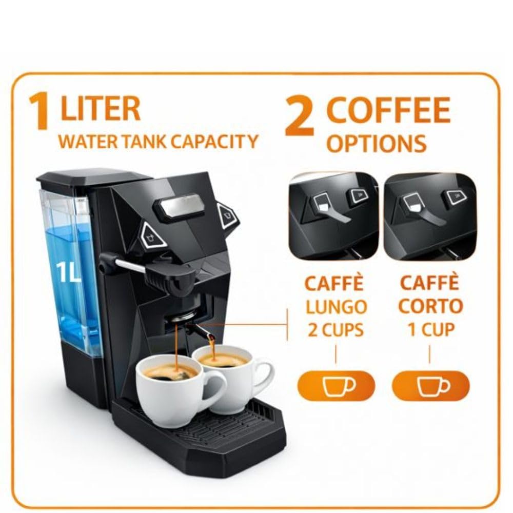 Cecaro Group 550W Macchina Caffè Cialde 1L Nera 20 Bar