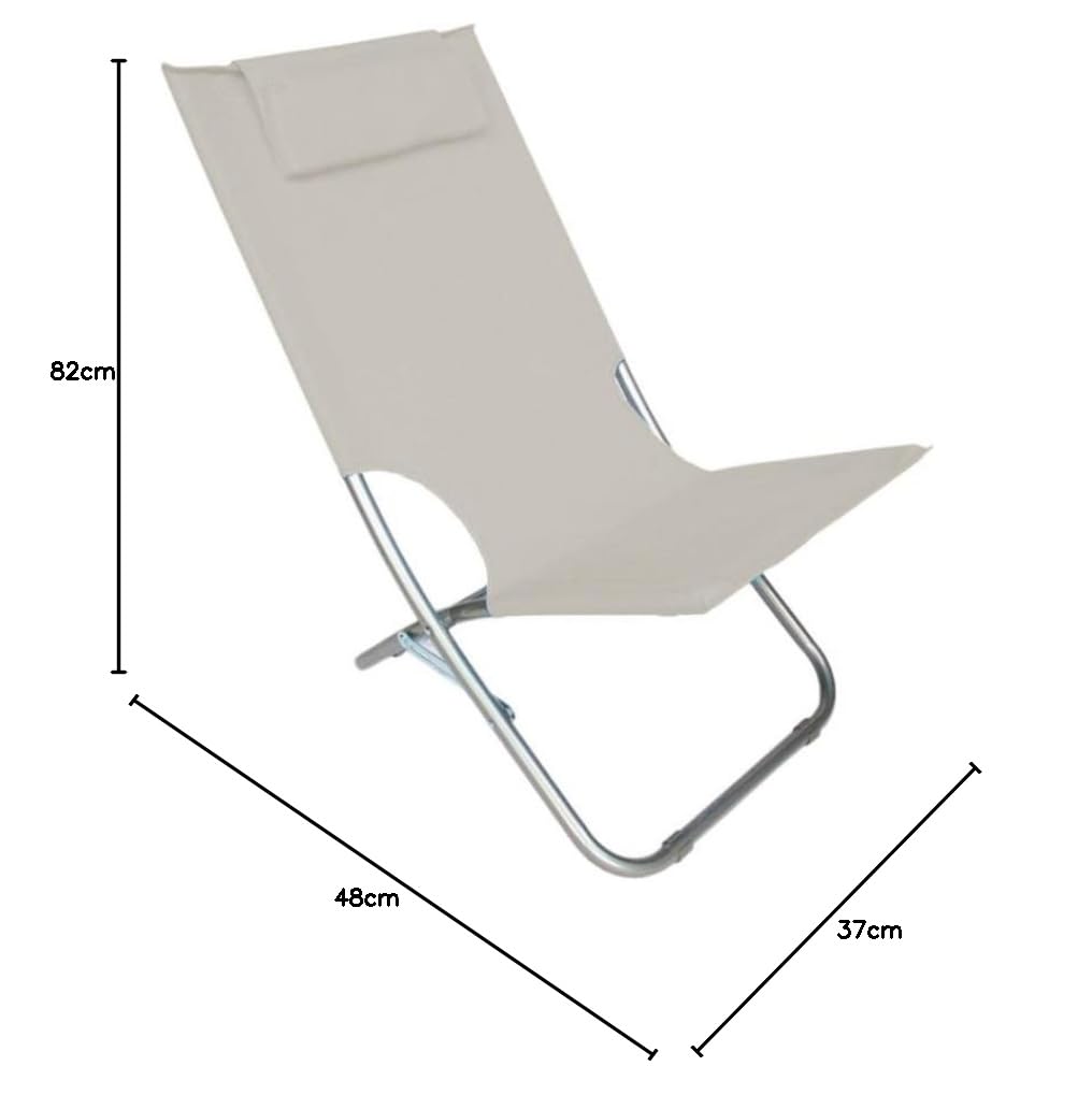 Cecaro Group Spiaggina Oxford Sdraio Pieghevole Crema con Cuscino