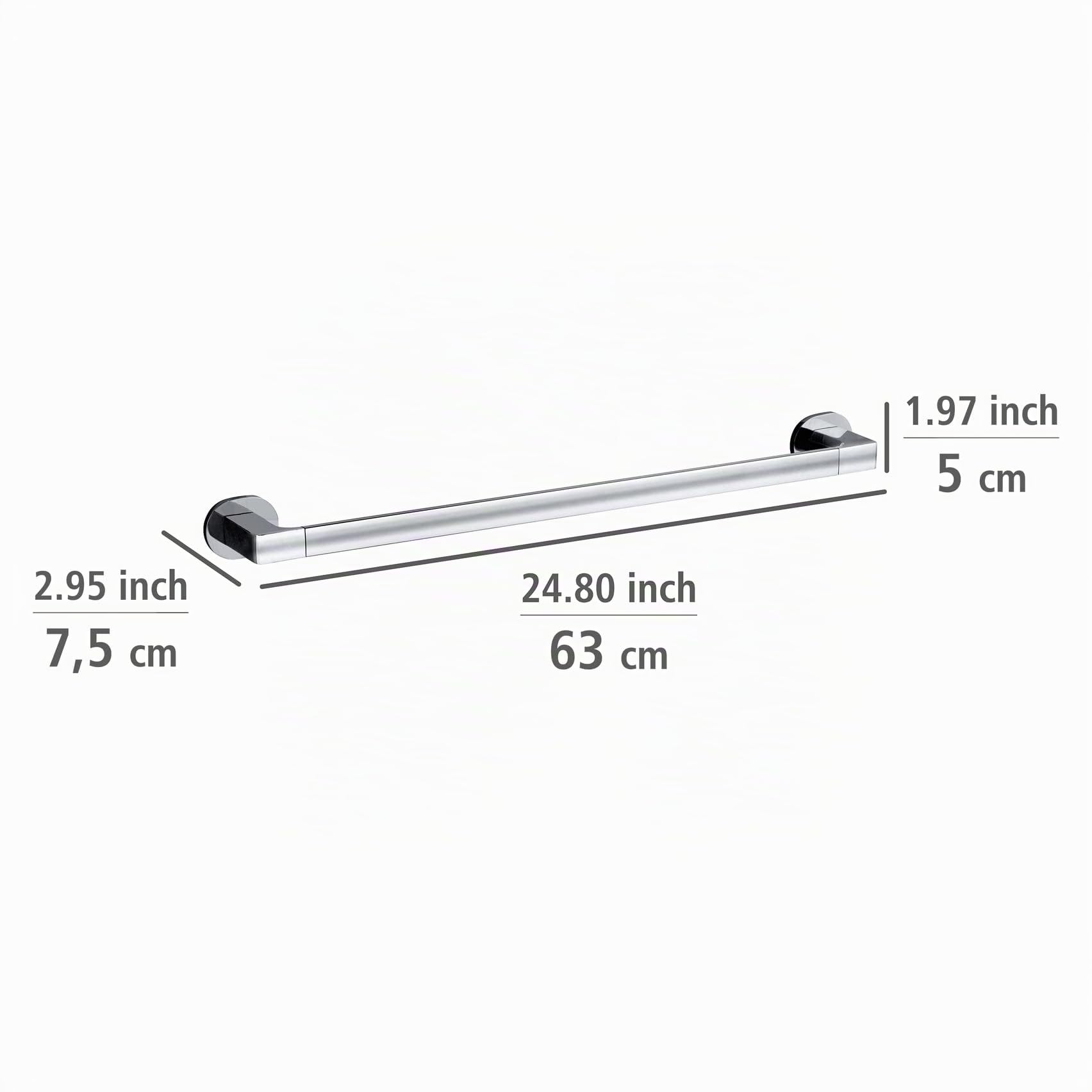 Wenko Maximex 25046100 Barra Portasciugamani 63,5 cm Cromata