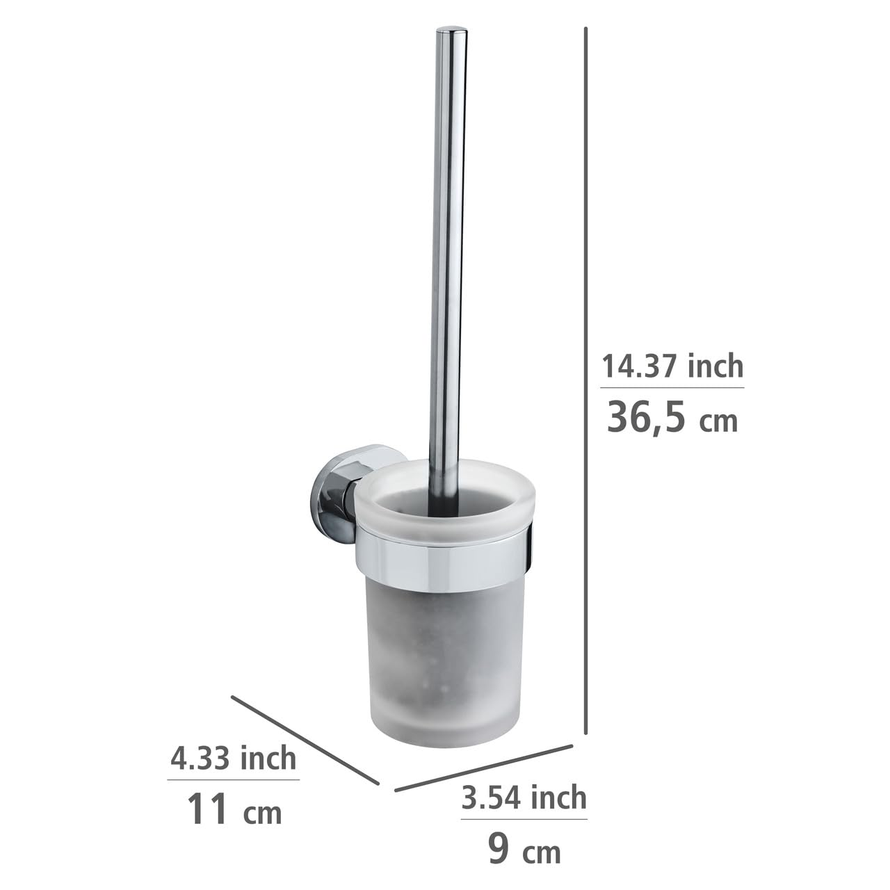 Wenko Maribor 25047100 Scopino WC Cromato Vetro Senza Fori