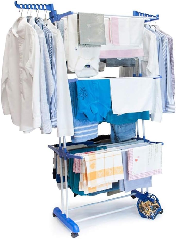 Cecaro Group Stendino Torre Acciaio ABS Pieghevole Blu Bianco