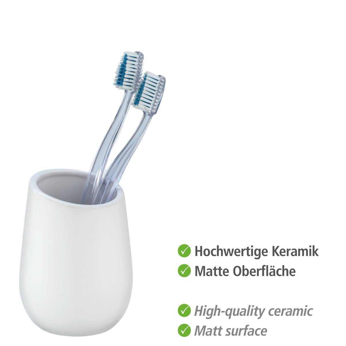 WENKO Badi bicchiere portaspazzolini ceramica bianco