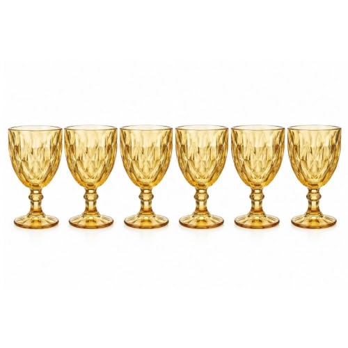 Cecaro Group Set 6 Calici Gialli 340 ml in vetro con gambo