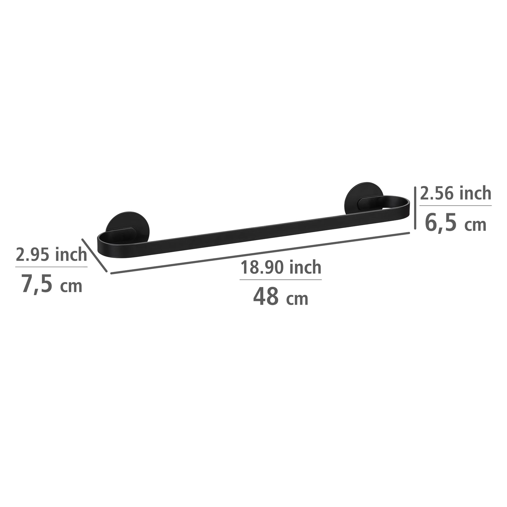 Wenko Bivio Turbo-Loc Uno Porta Asciugamani 40cm Nero Alluminio