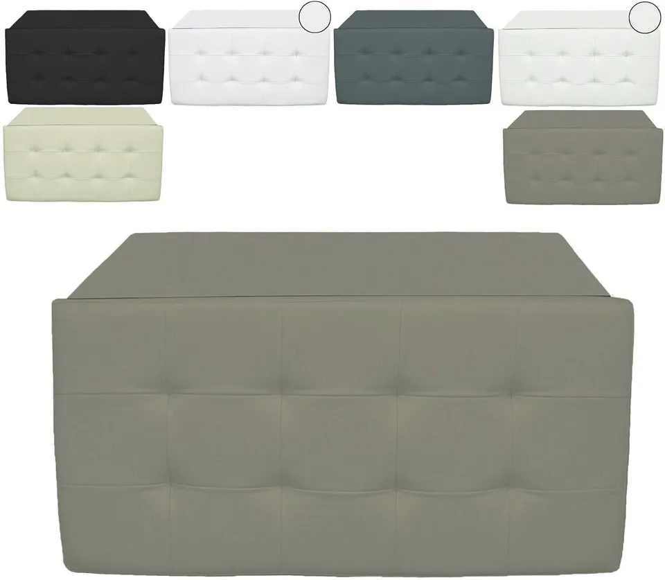 Vanity Pouf Contenitore Trapuntato 76x38 Beige Ecopelle