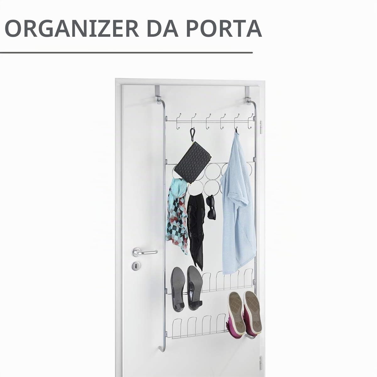 Wenko scaffale appendiporta organizer argento 59x150 cm
