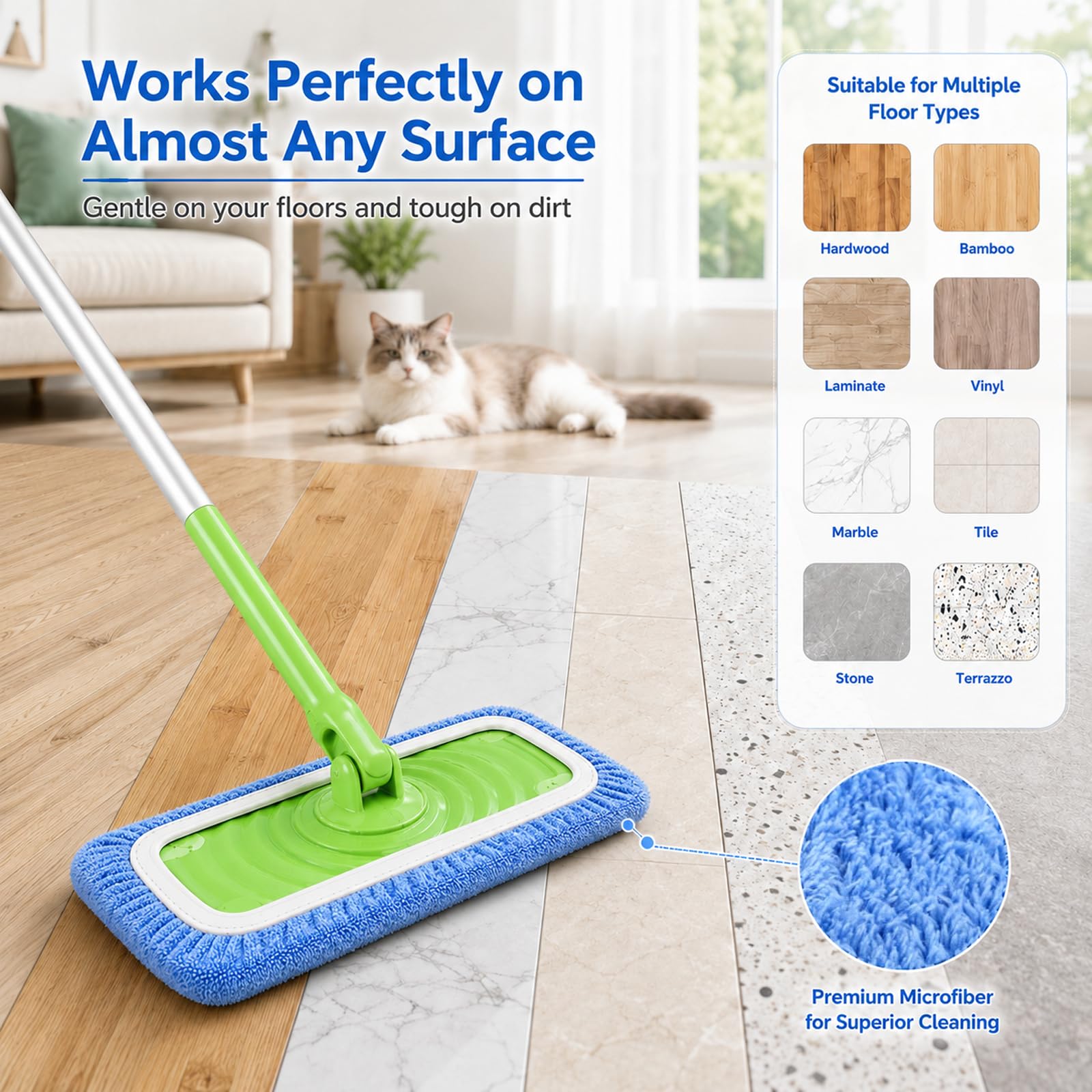 Quelcc Panni Microfibra Pavimenti Swiffer 10 Pezzi Blu Lavabili