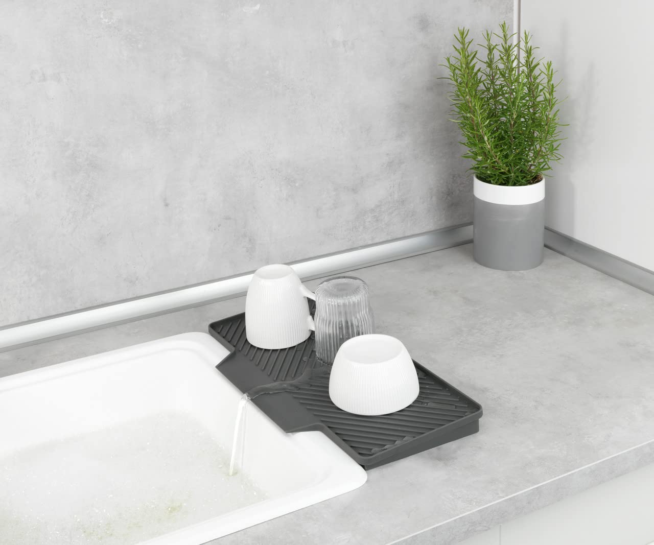 Wenko Neli Tappetino Scolapiatti 20x40 cm Grigio Gomma