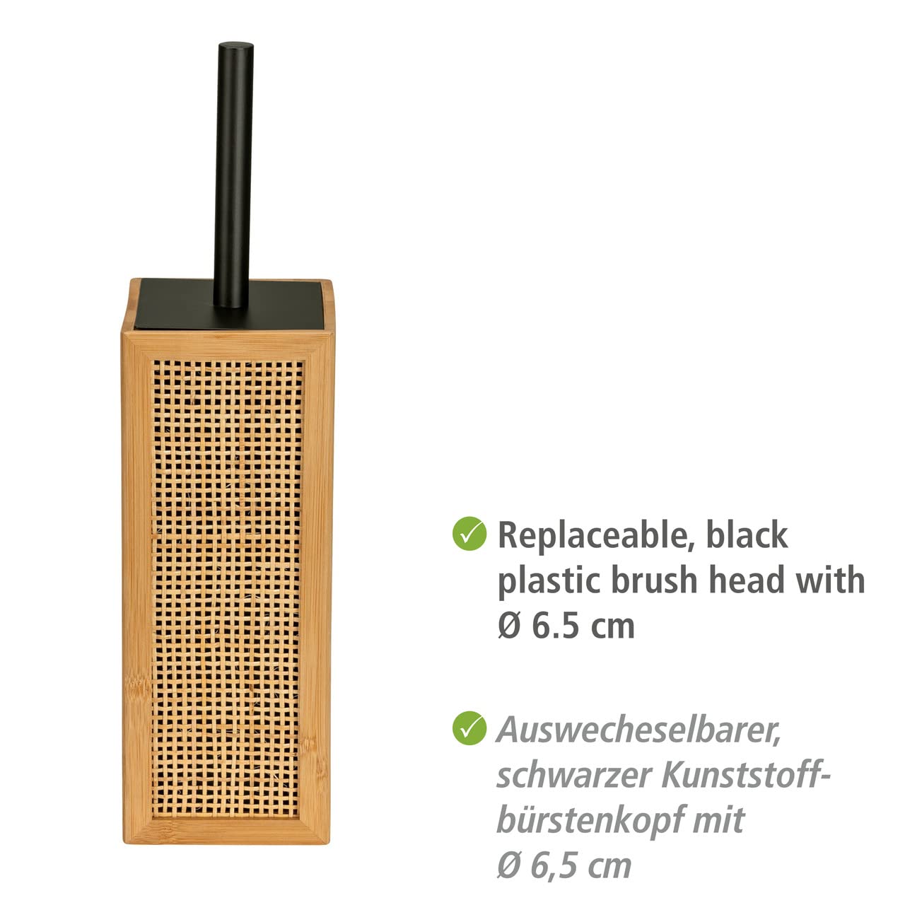 Wenko Allegre Scopino Bagno Bambù Naturale Nero