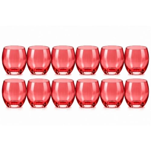 Cecaro Group Set 12 Bicchieri Rossi Vetro 350 ml Lisci