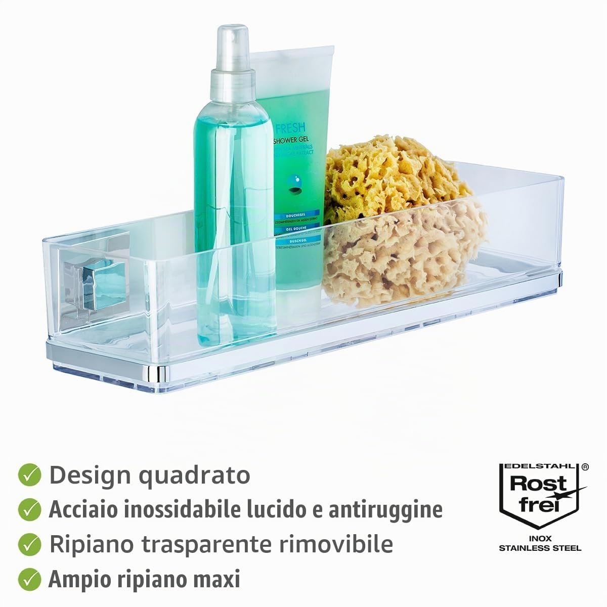 Wenko Vacuum-Loc Quadro mensola bagno inox 38,5 cm