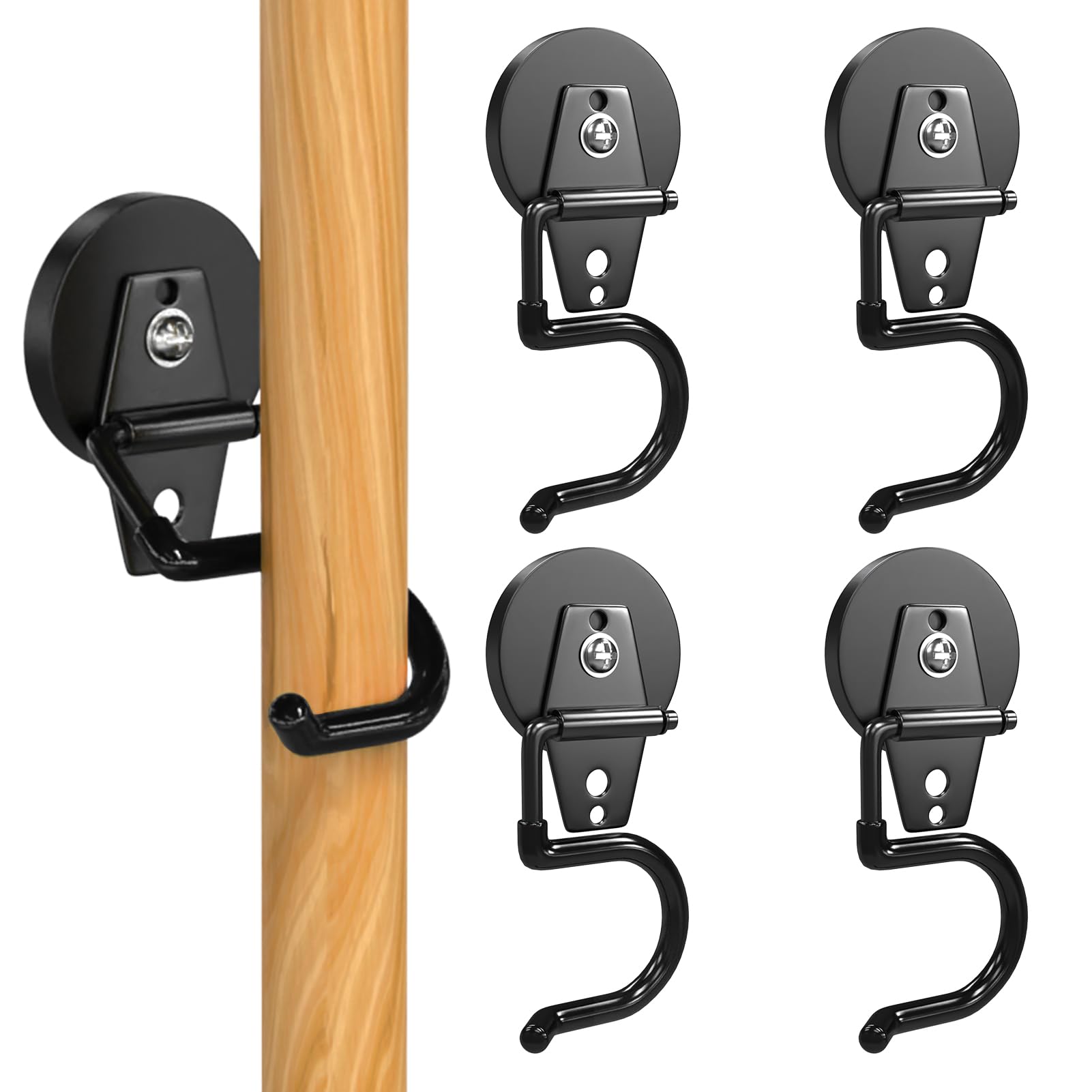 3-H Supporto Magnetico Scopa e Mocio Nero 4 Pezzi Metallo