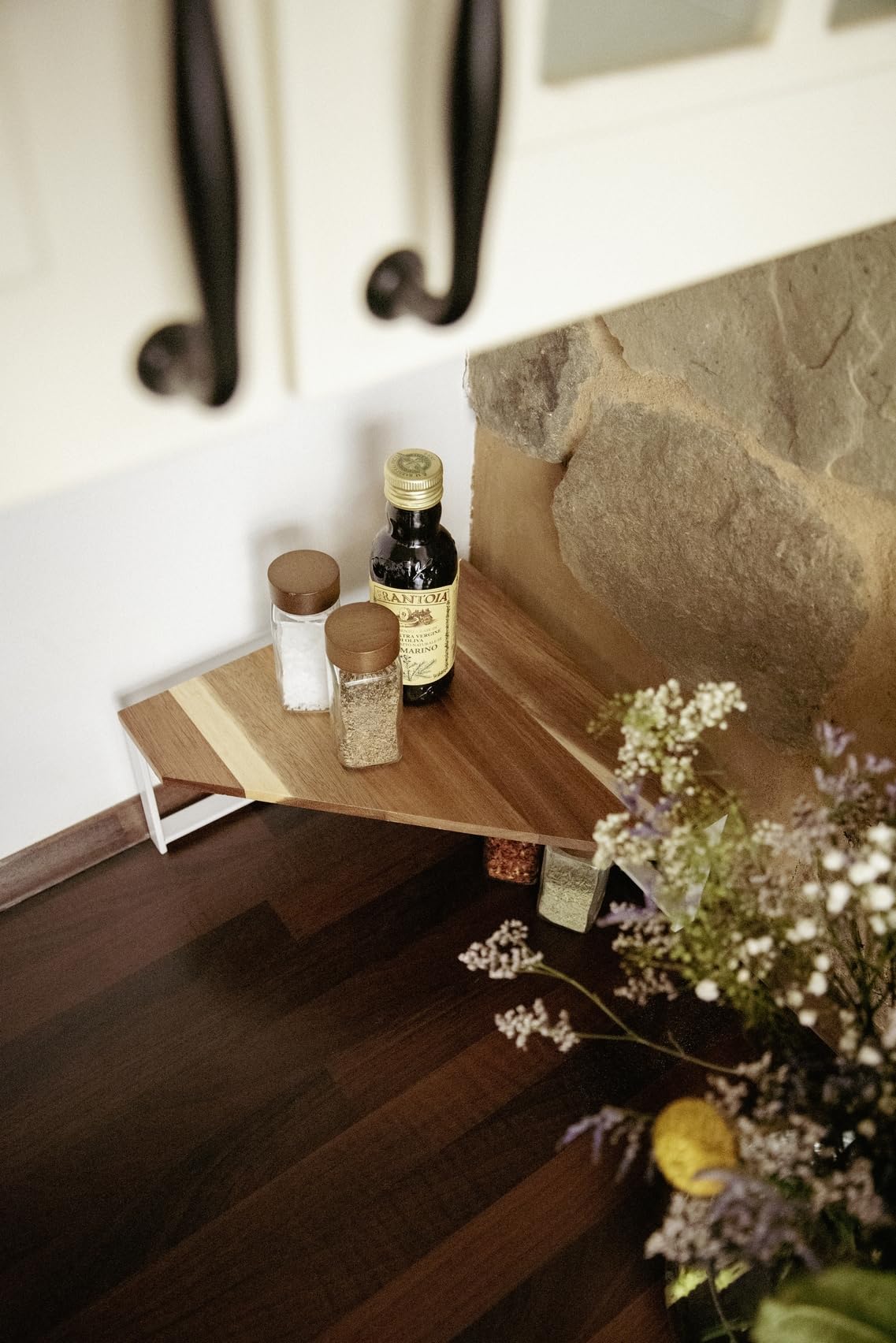 Wenko Louisa mensola angolare cucina bianco 30x30 acacia