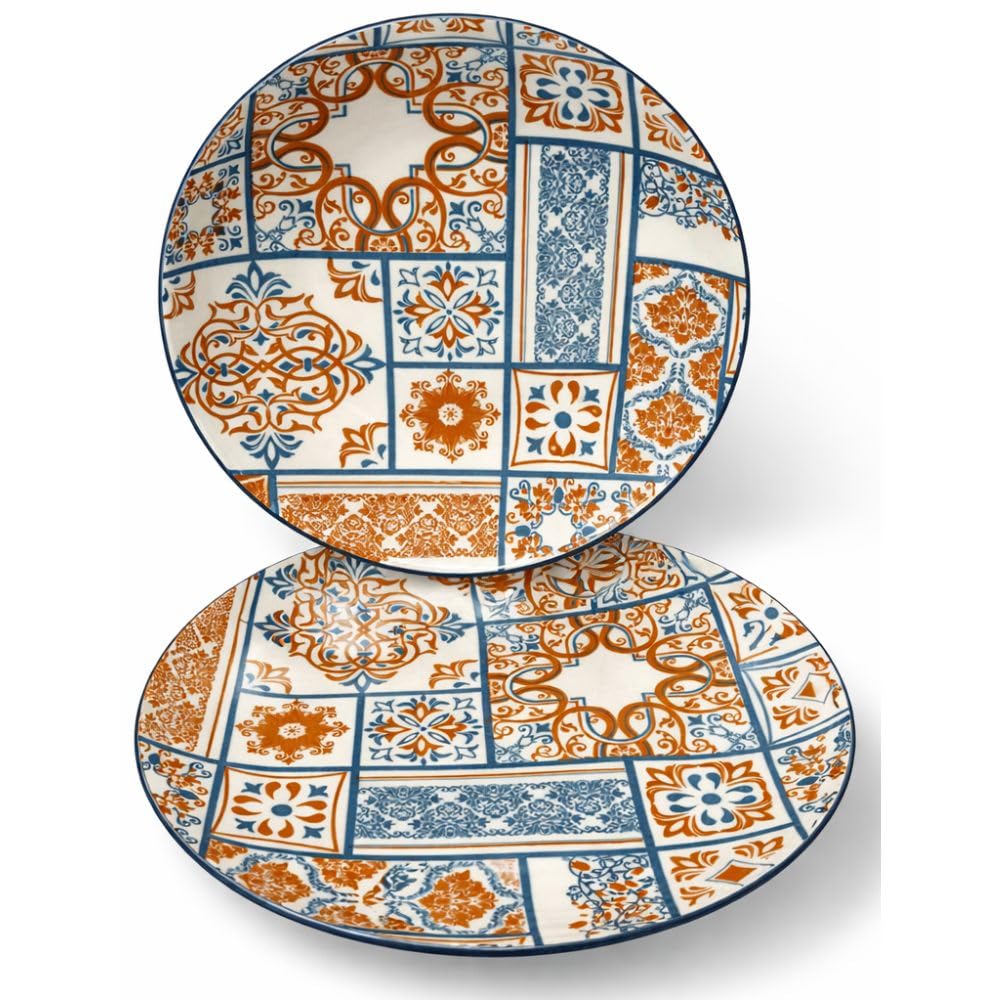 Cecaro Maiolica Azzurra e Arancio servizio piatti 12 pezzi ceramica