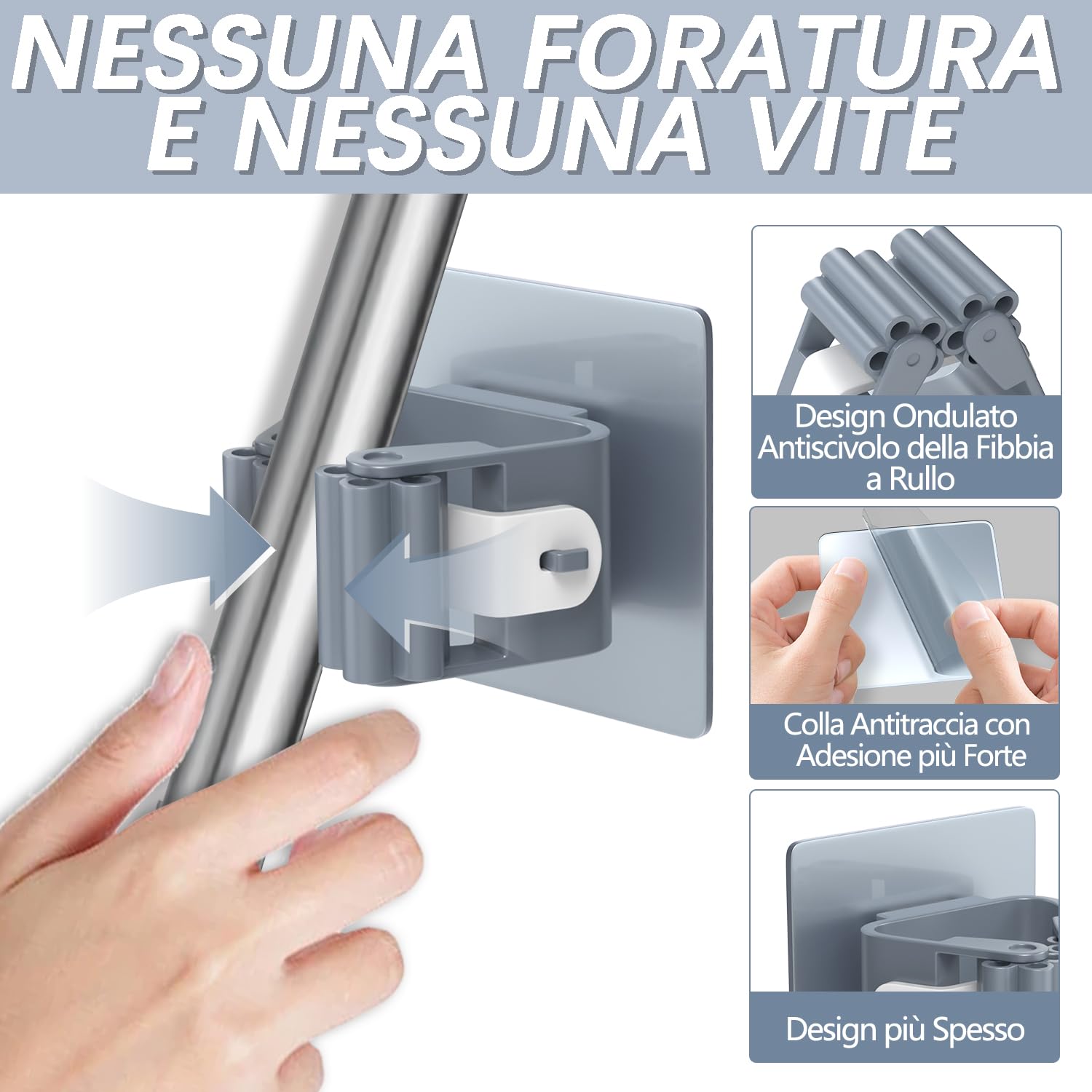 3-H portascope parete adesivo grigio 8 pezzi 5 kg