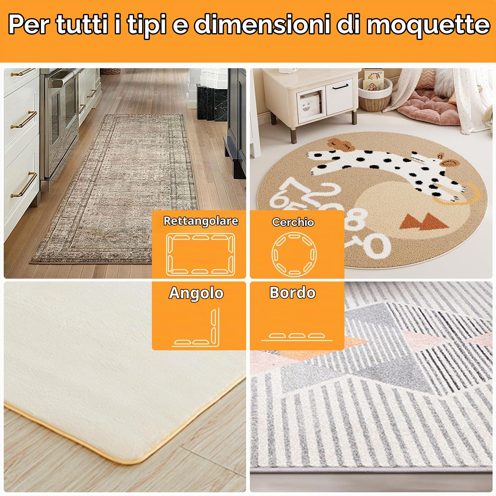 Quelcc Antiscivolo per Tappeti Biadesivo 32 Pezzi Lavabile