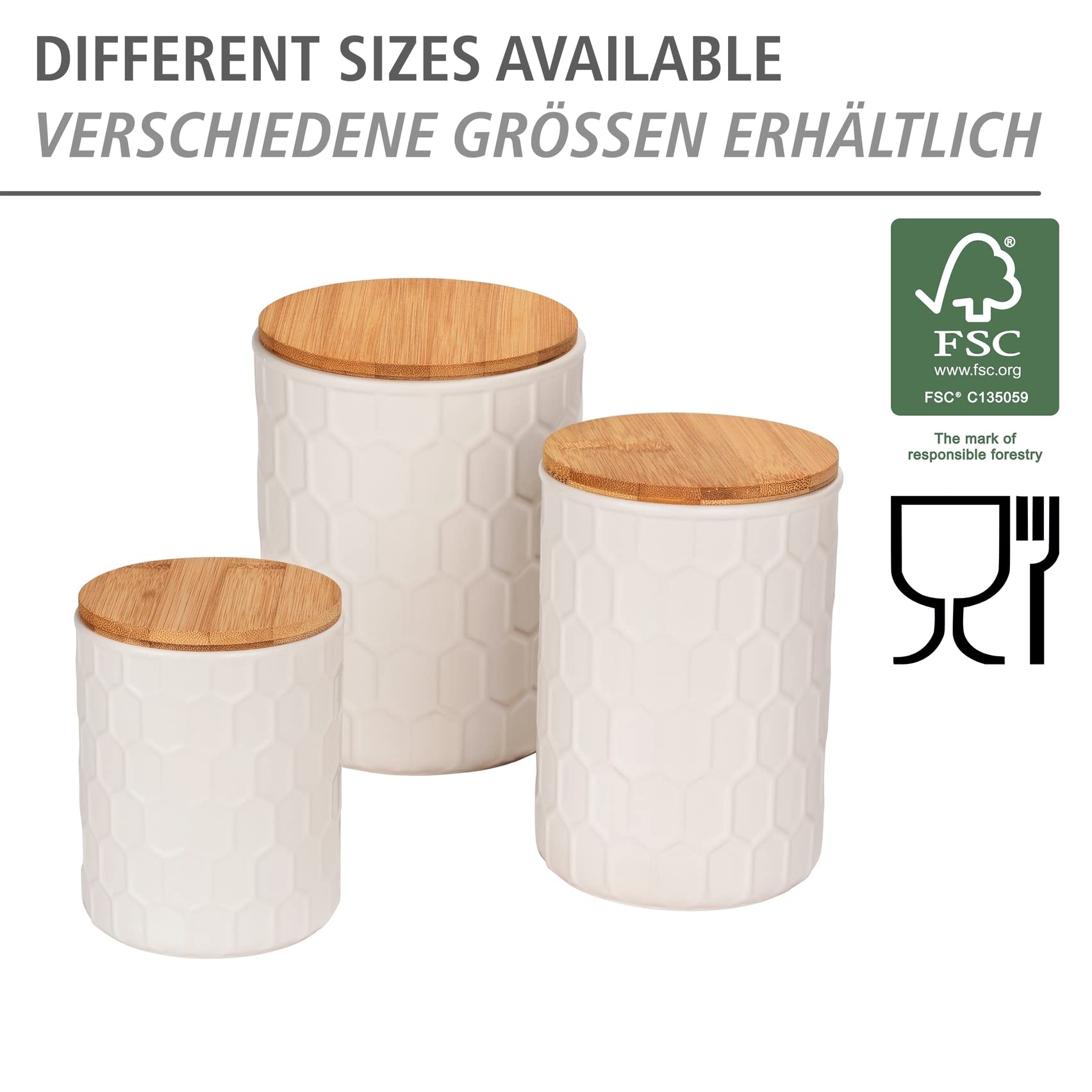 Wenko Maya Barattolo Ceramica 0,4 L Bianco Bambù