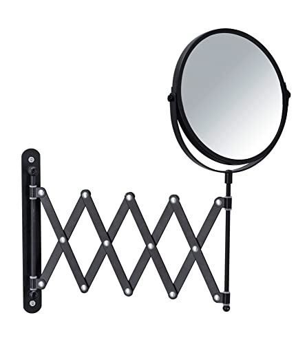 Wenko specchio cosmetico da parete 3x nero telescopico
