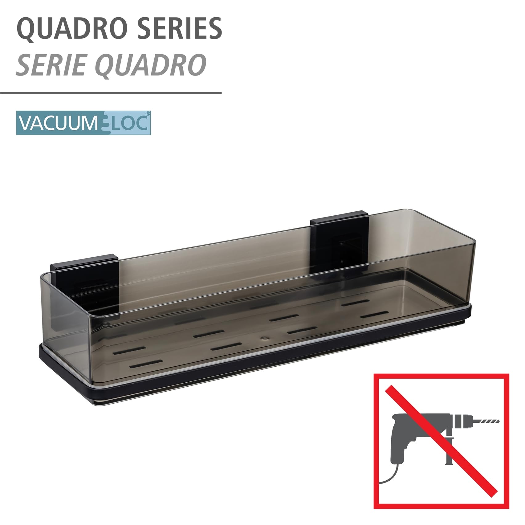 Wenko Vacuum-Loc Quadro mensola bagno nero 38,5 cm