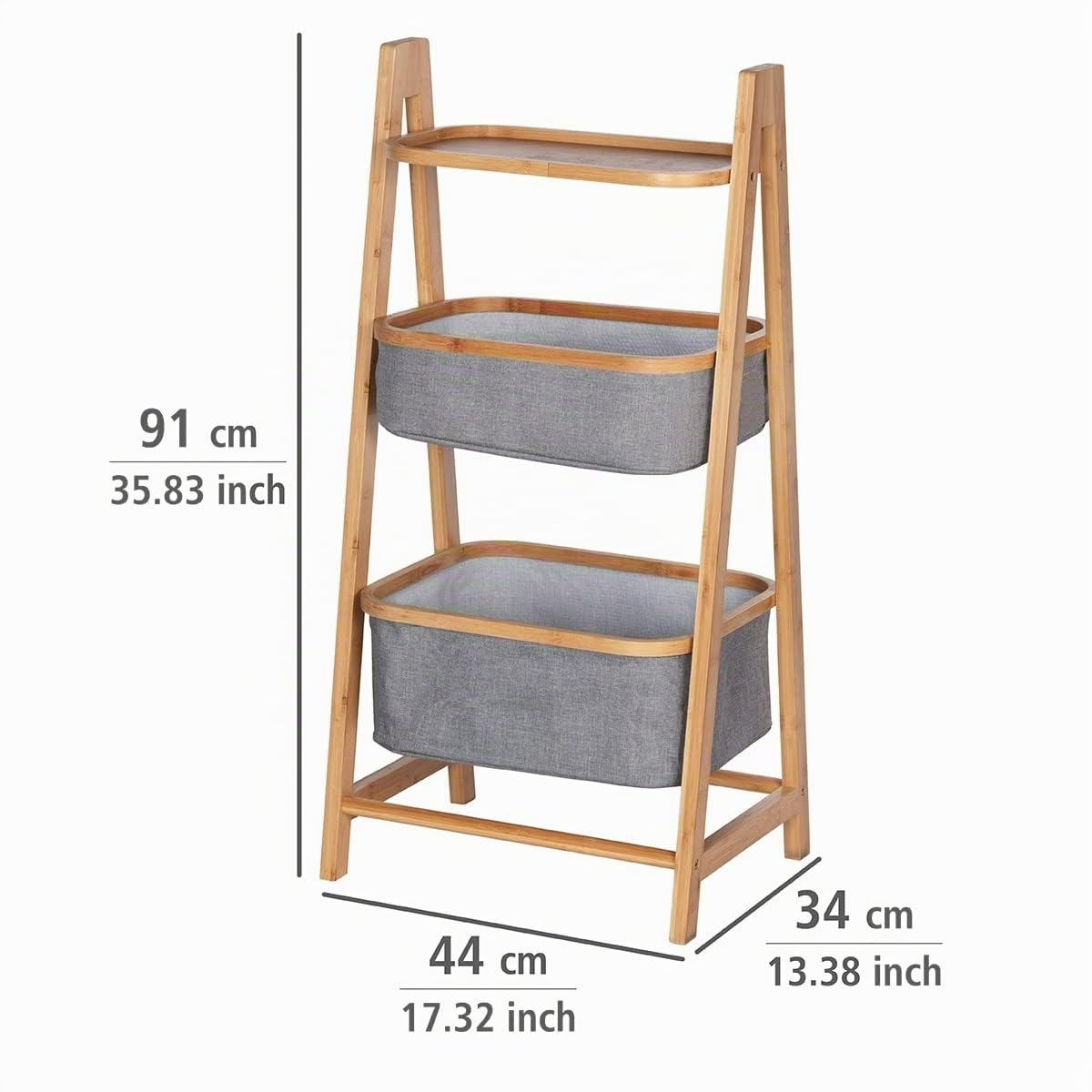 Wenko Bahari scaffale in bambù con 2 cesti 44x91x34 cm