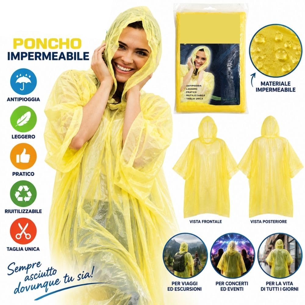Cecaro Group poncho pioggia unisex con cappuccio leggero