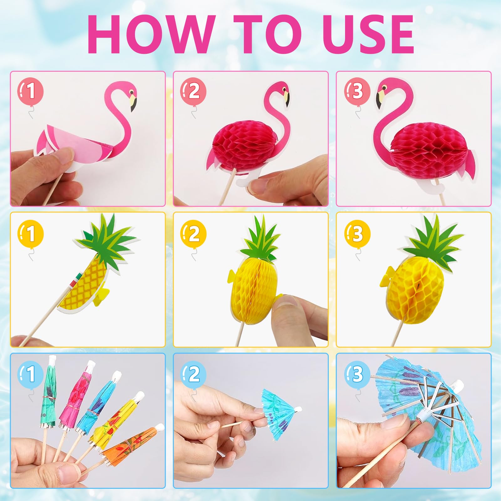 Quelcc Decorazioni Cocktail Hawaiane 130 Pezzi