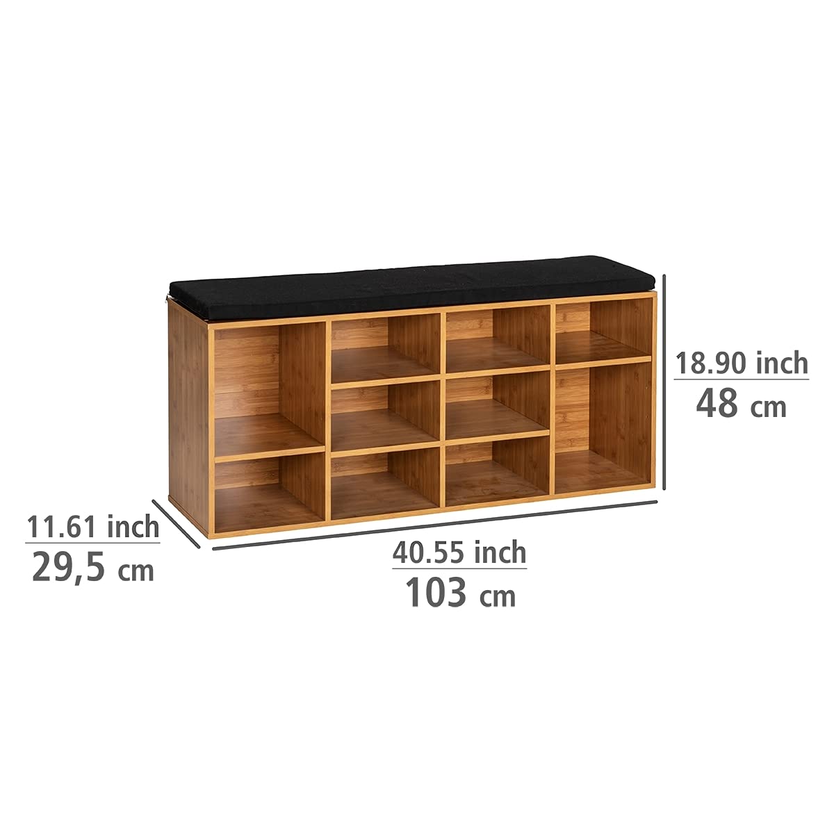 Wenko Loft Panca Scarpiera 10 Paia Nero Naturale