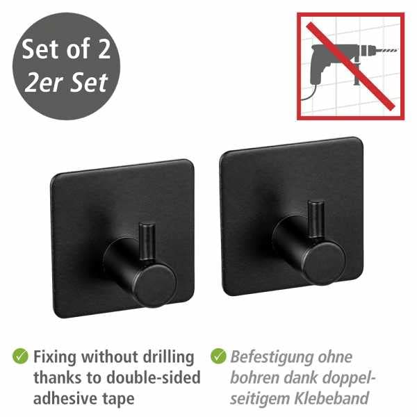 Wenko Ureo Ganci Parete Nero Set 2 Pezzi Acciaio