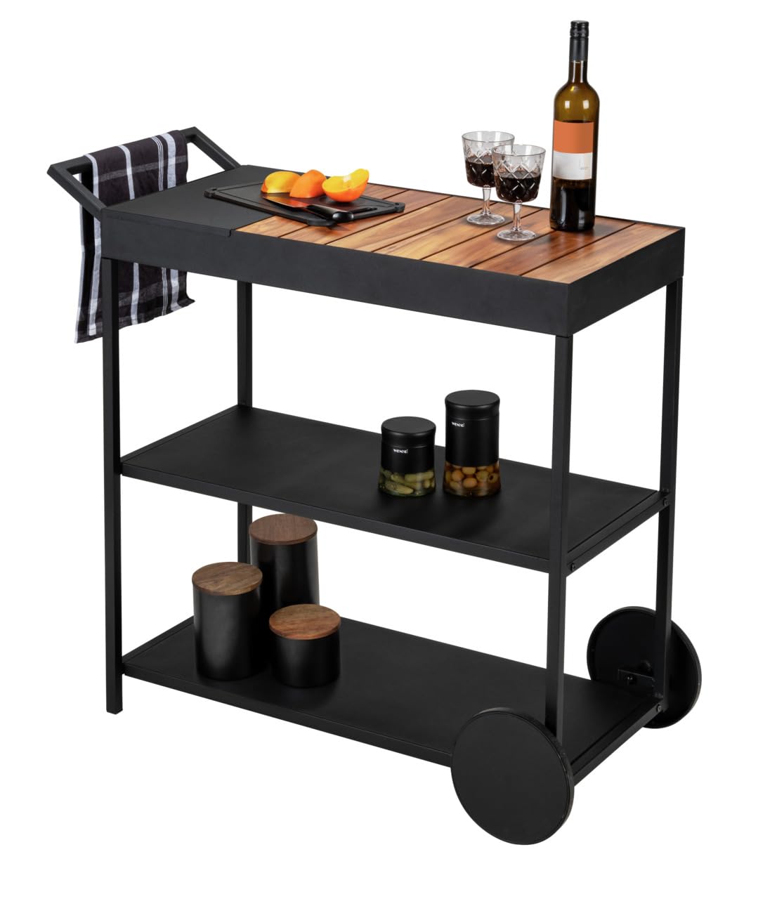Wenko Miro carrello servizio nero 80x98x40 con ruote