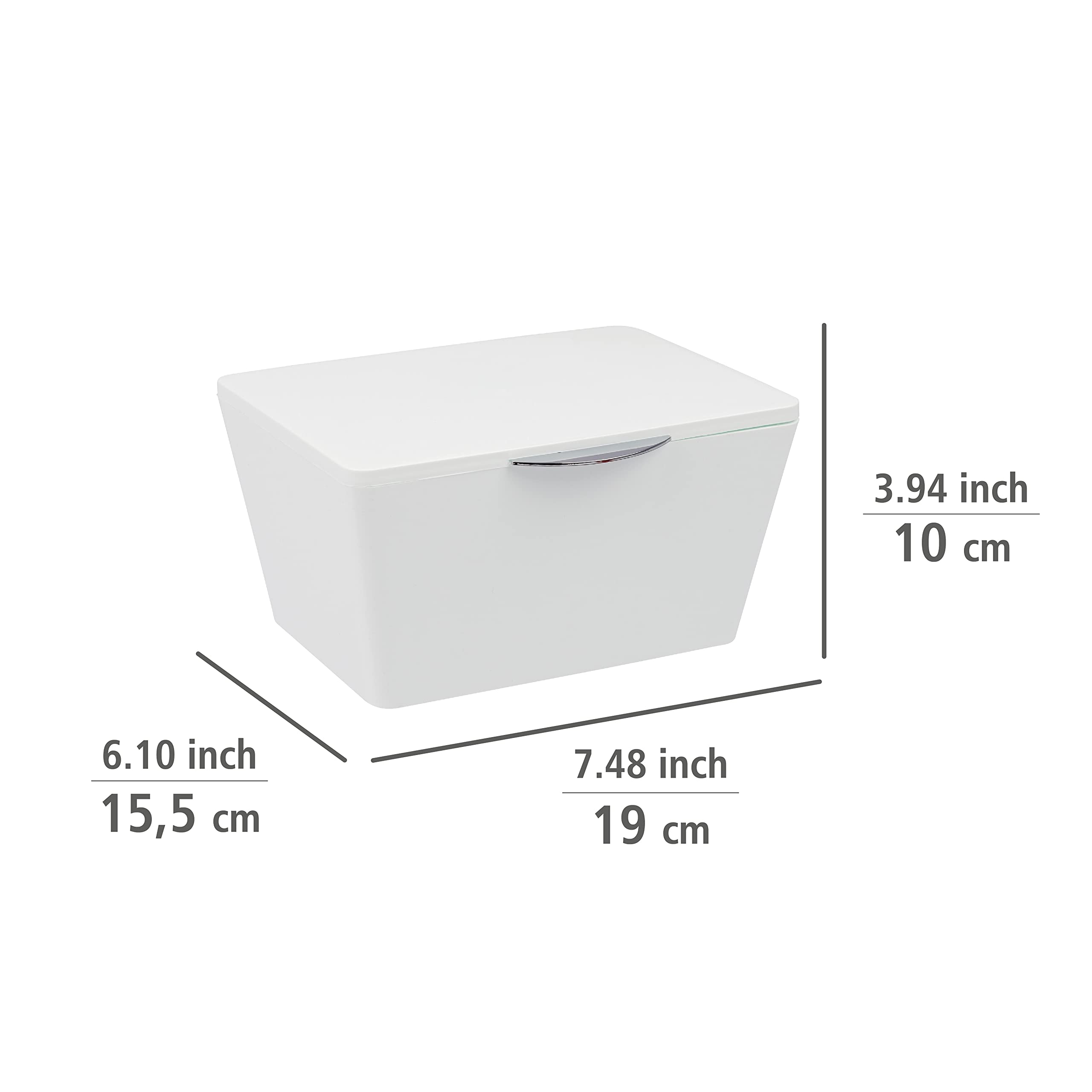 Wenko scatola bagno con coperchio bianca 19x15,5 cm infrangibile