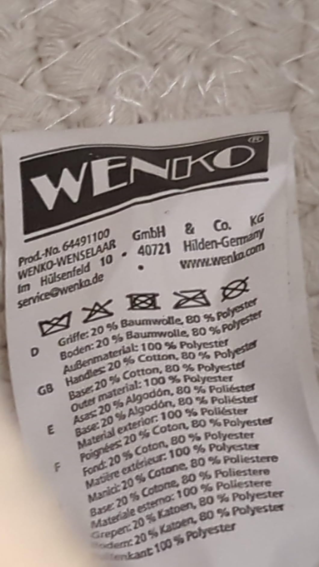 Wenko Bea L cesto feltro grigio chiaro 30 L manici